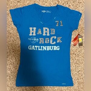 Hard Rock Cafe Bright Blue Gatlinburg Graphic Tee